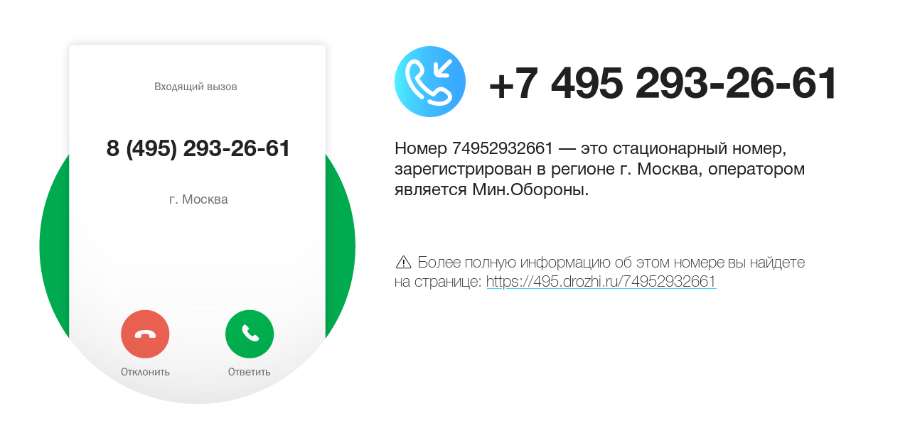 Номер телефона 8 (495) 293-26-61