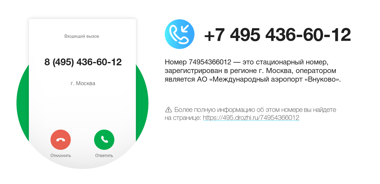 Номер телефона 8 (495) 436-60-12