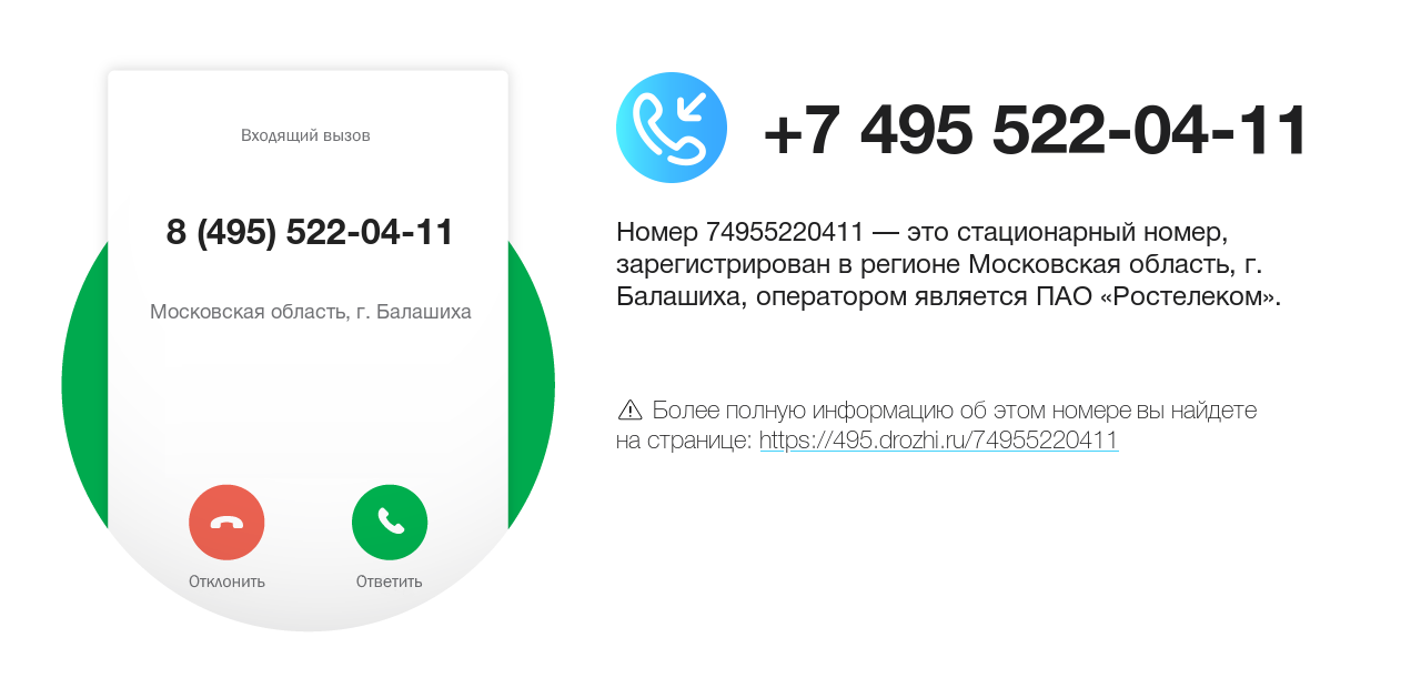 Номер телефона 8 (495) 522-04-11