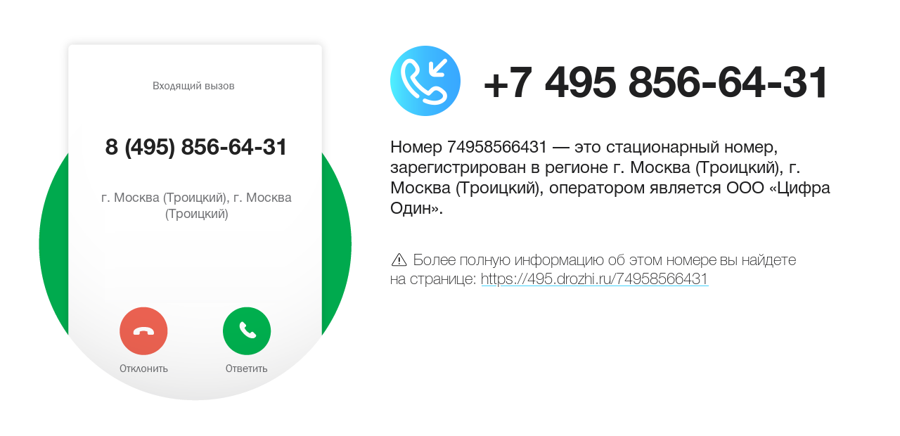 Номер телефона 8 (495) 856-64-31