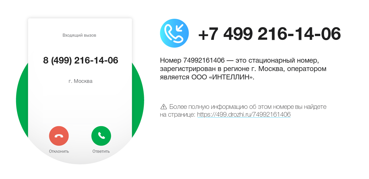 Номер телефона 8 (499) 216-14-06