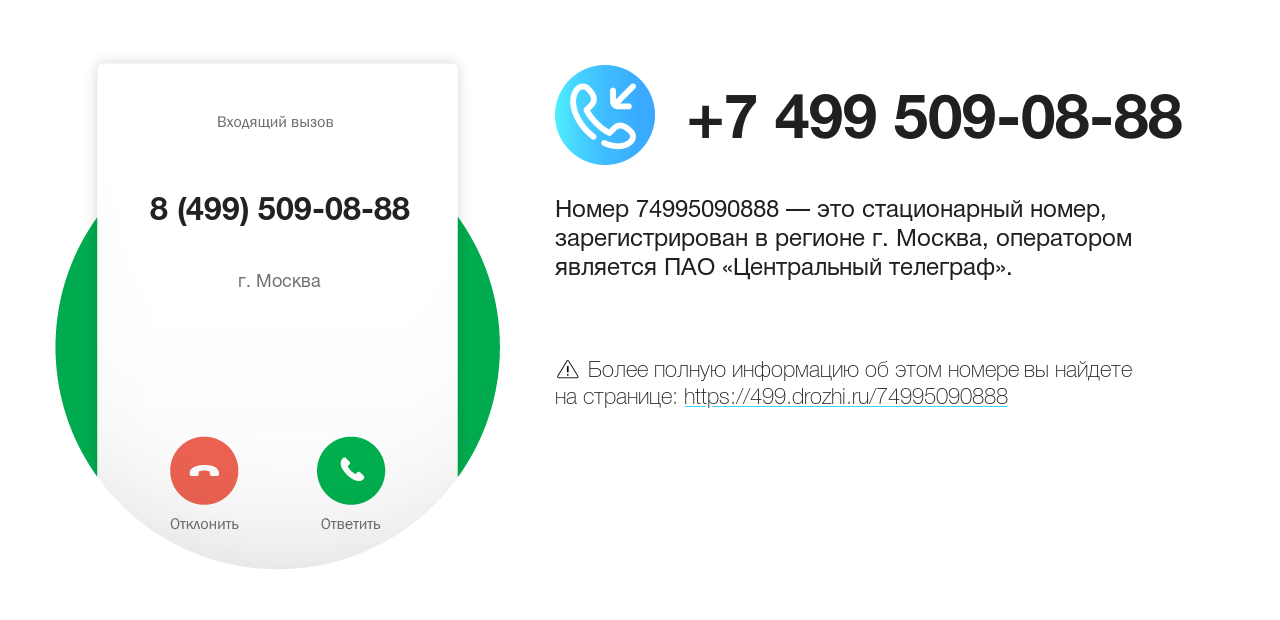 Номер телефона 8 (499) 509-08-88