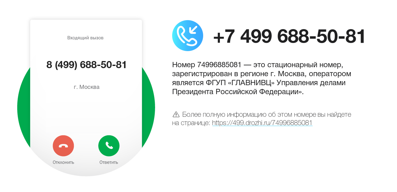 Номер телефона 8 (499) 688-50-81