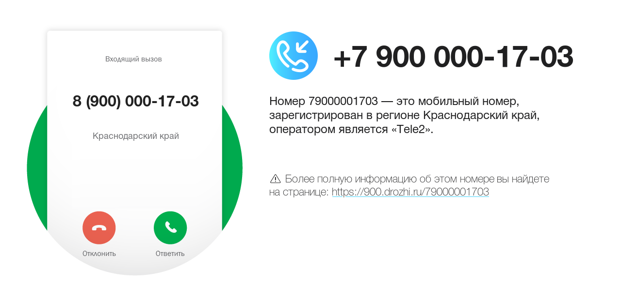 Номер телефона 8 (900) 000-17-03