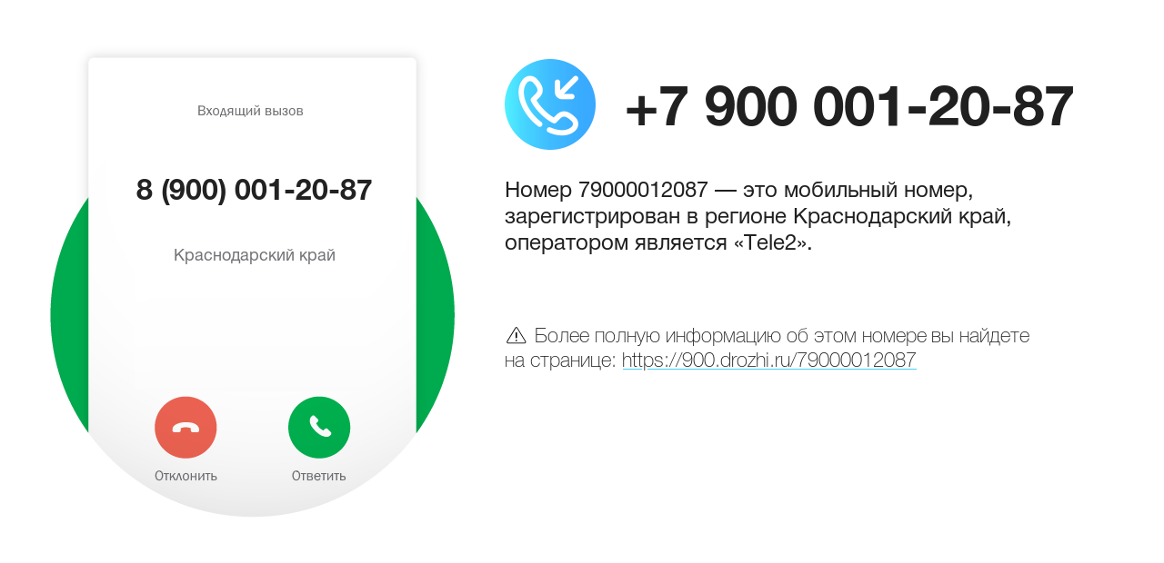 Номер телефона 8 (900) 001-20-87