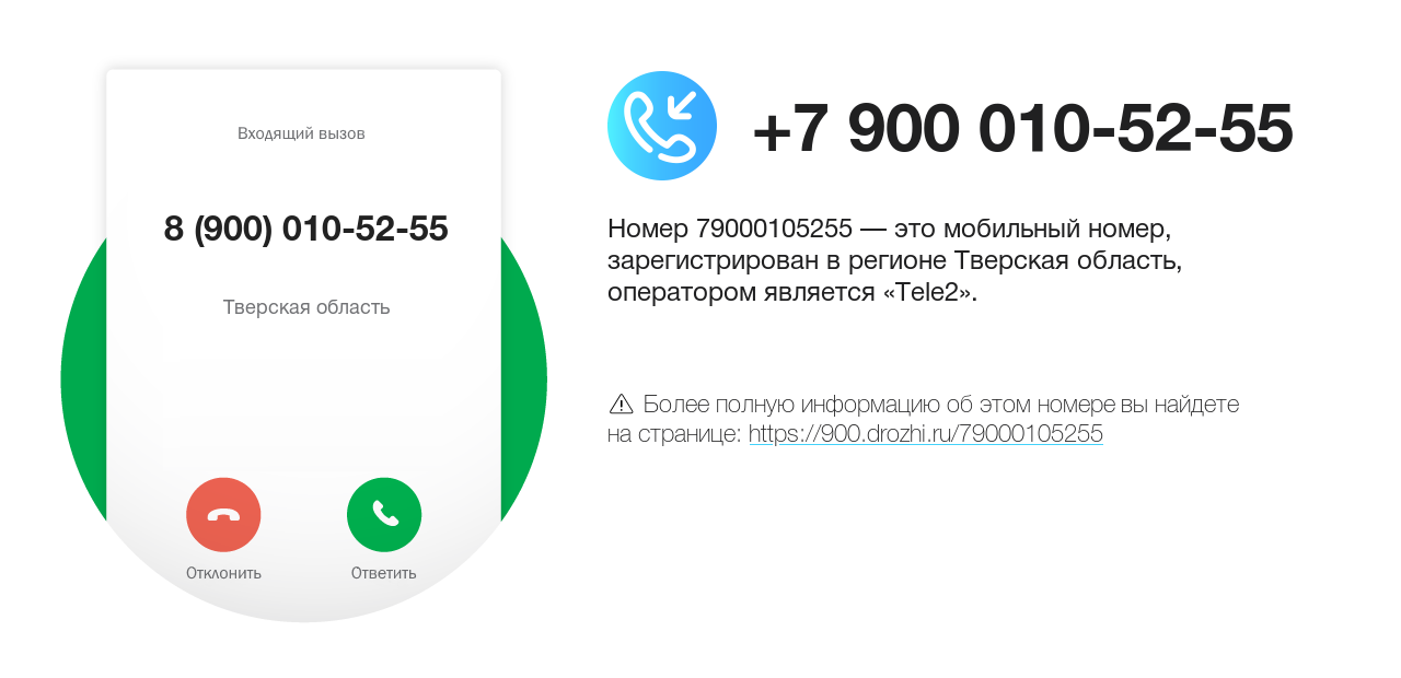 Номер телефона 8 (900) 010-52-55