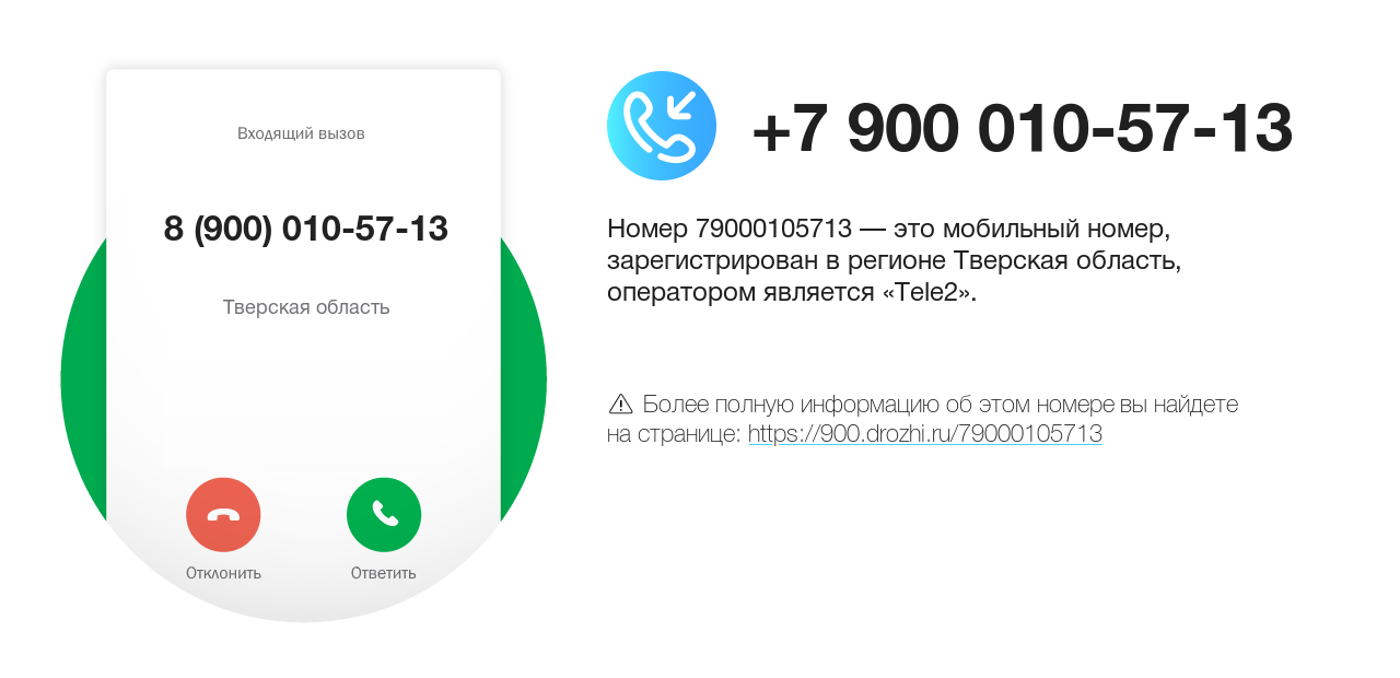 Номер телефона 8 (900) 010-57-13