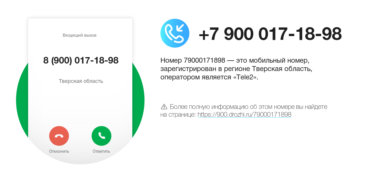 Номер телефона 8 (900) 017-18-98