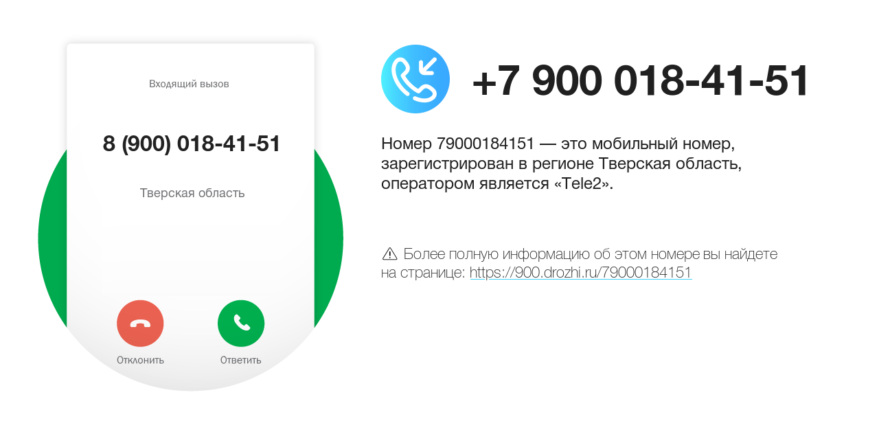 Номер телефона 8 (900) 018-41-51