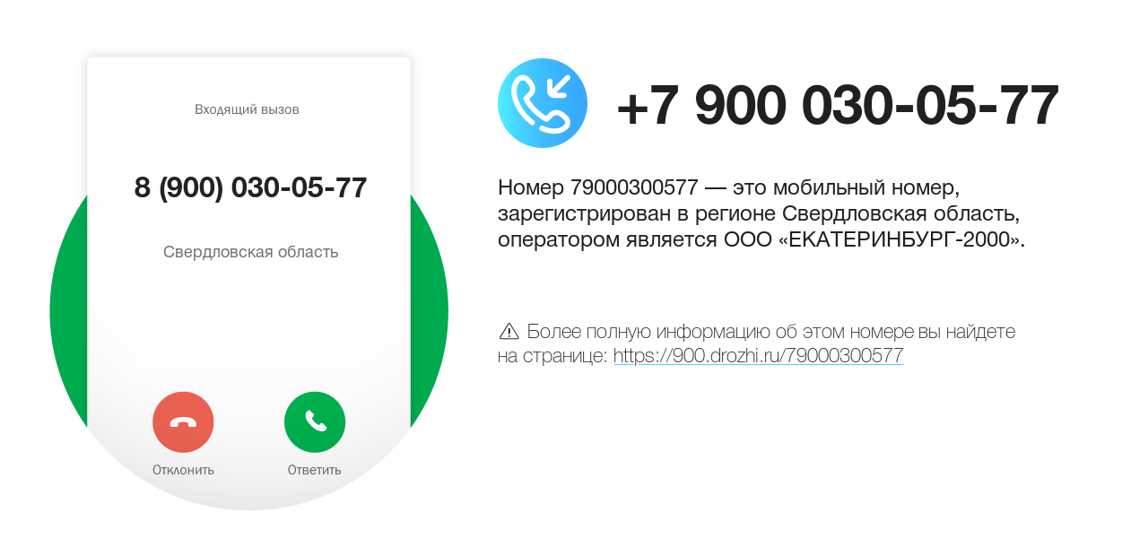 Номер телефона 8 (900) 030-05-77