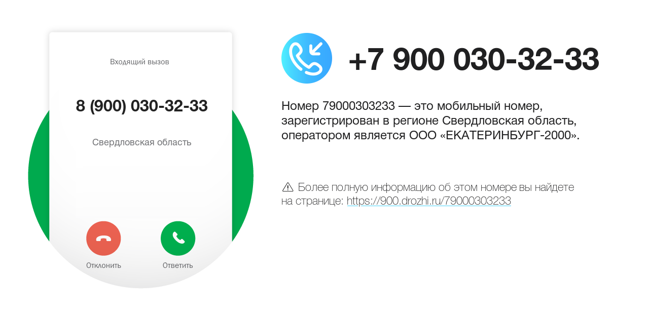 Номер телефона 8 (900) 030-32-33