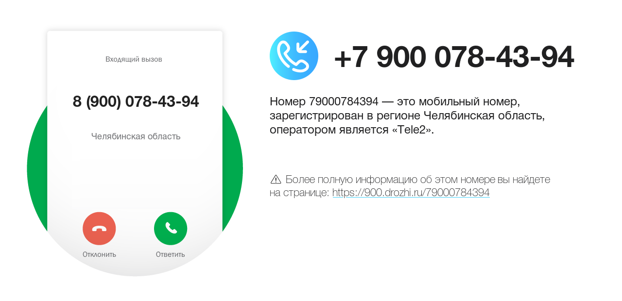 Номер телефона 8 (900) 078-43-94