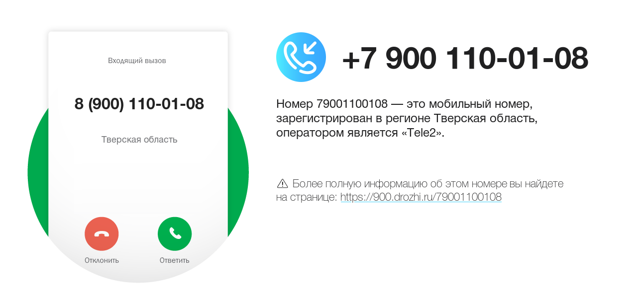 Номер телефона 8 (900) 110-01-08