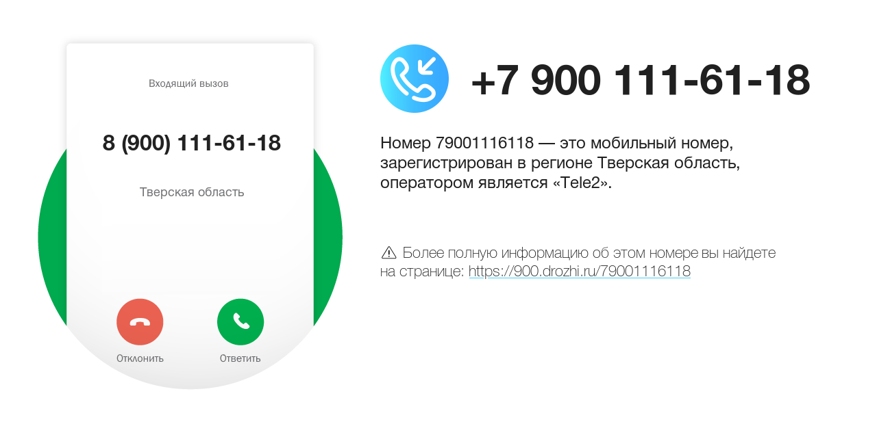 Номер телефона 8 (900) 111-61-18