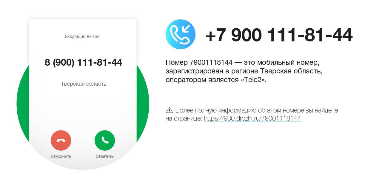 Номер телефона 8 (900) 111-81-44