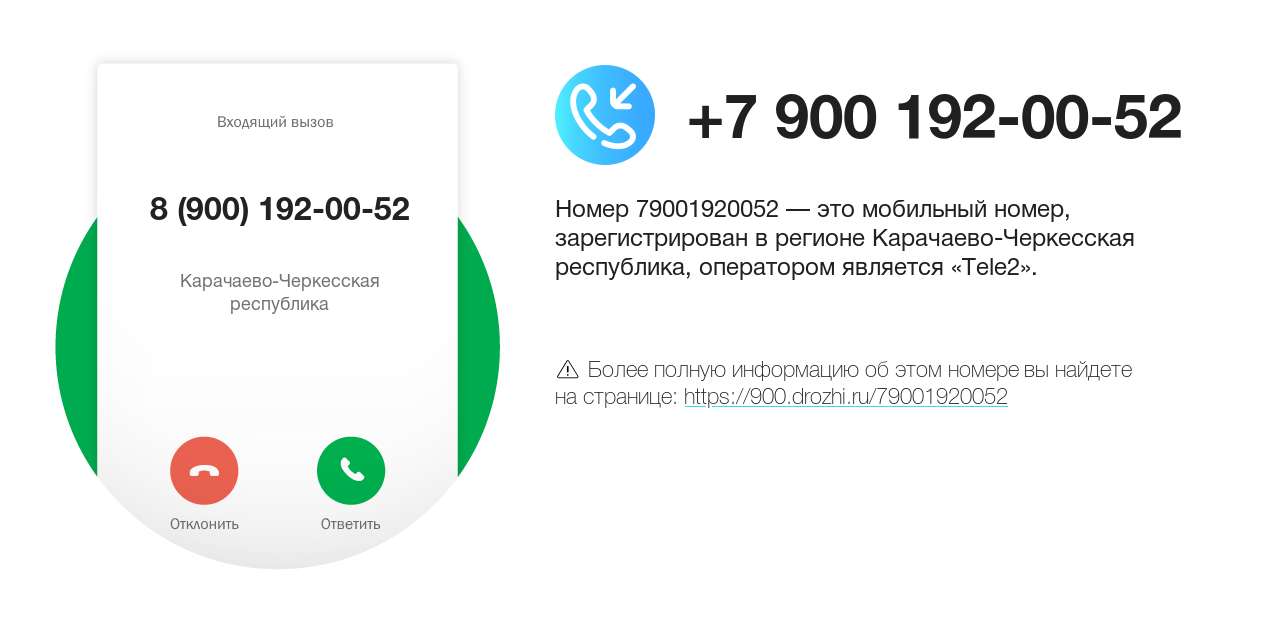 Номер телефона 8 (900) 192-00-52