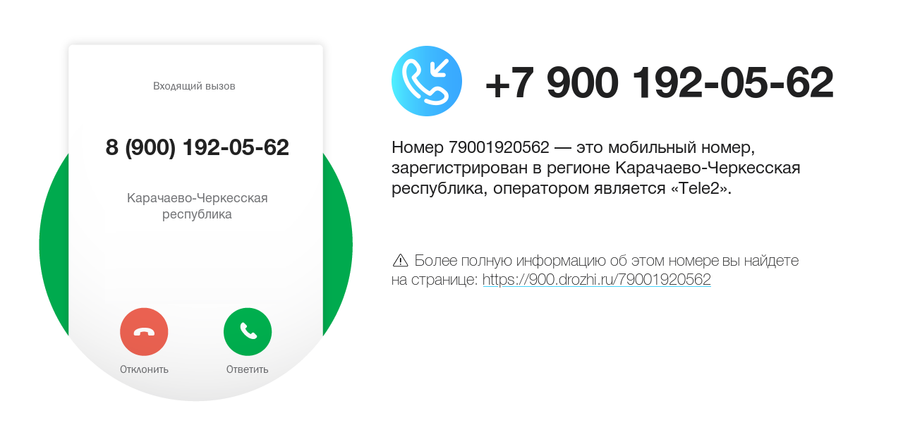 Номер телефона 8 (900) 192-05-62