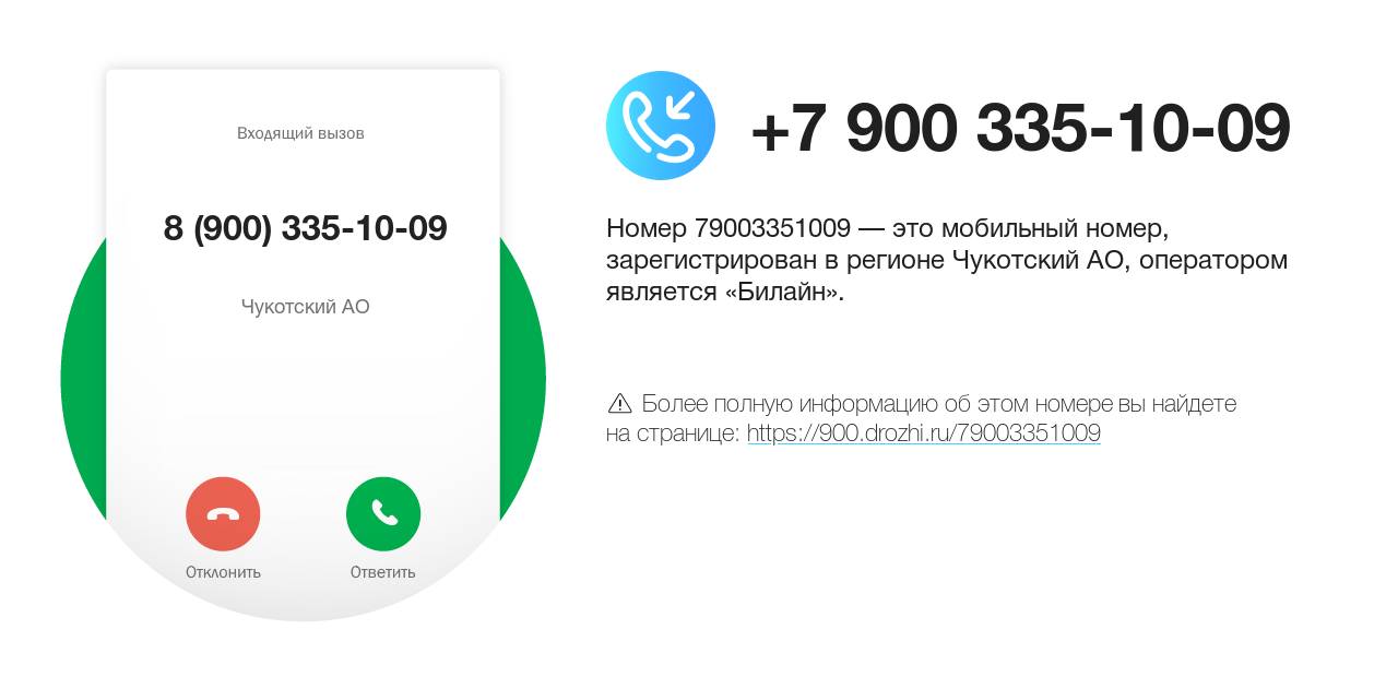 Номер телефона 8 (900) 335-10-09
