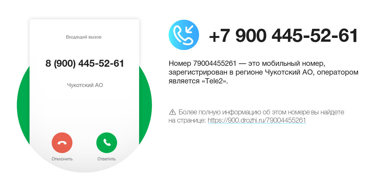 Номер телефона 8 (900) 445-52-61