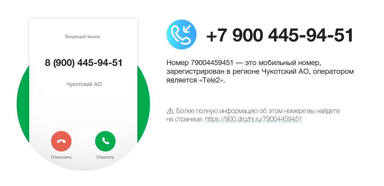 Номер телефона 8 (900) 445-94-51