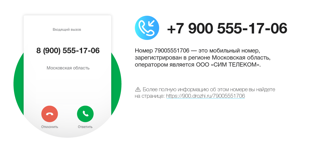 Номер телефона 8 (900) 555-17-06