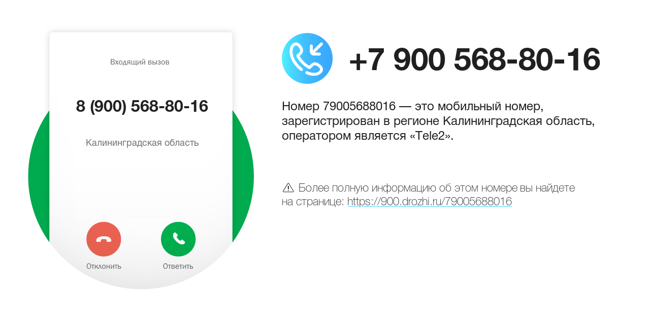 Номер телефона 8 (900) 568-80-16