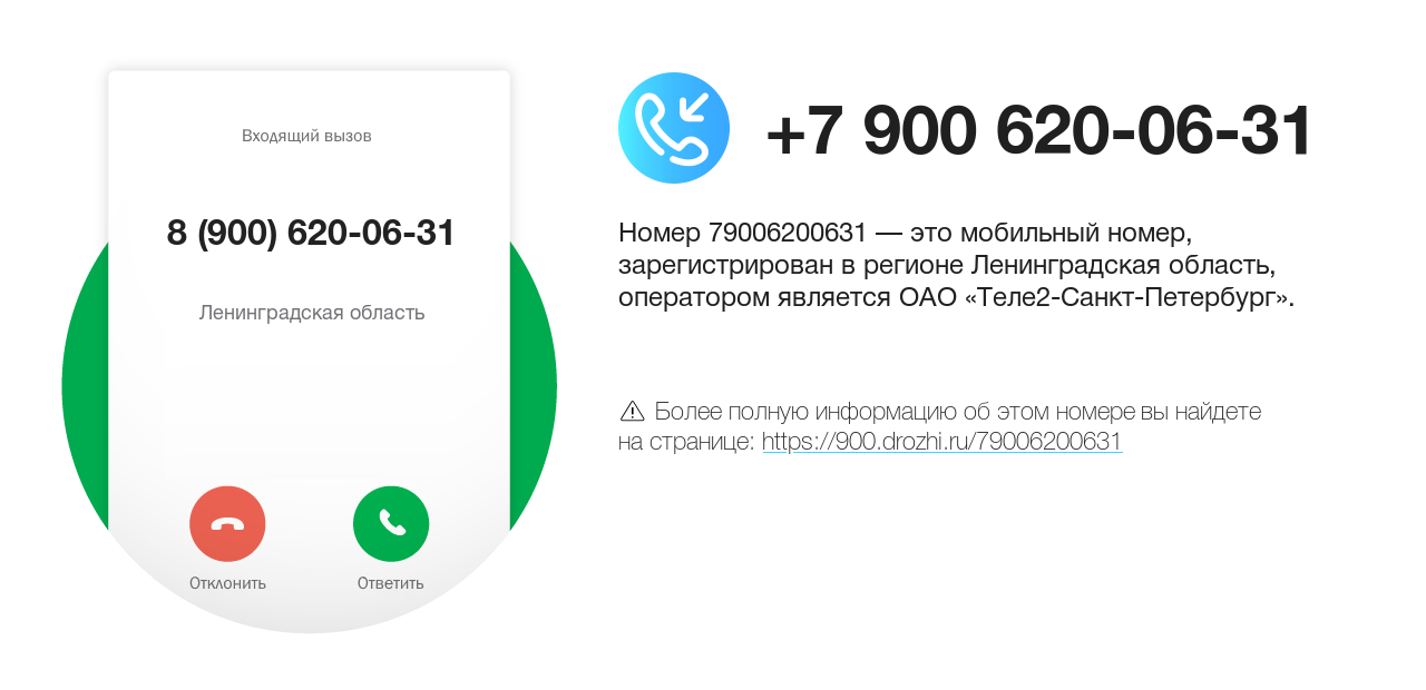 Номер телефона 8 (900) 620-06-31