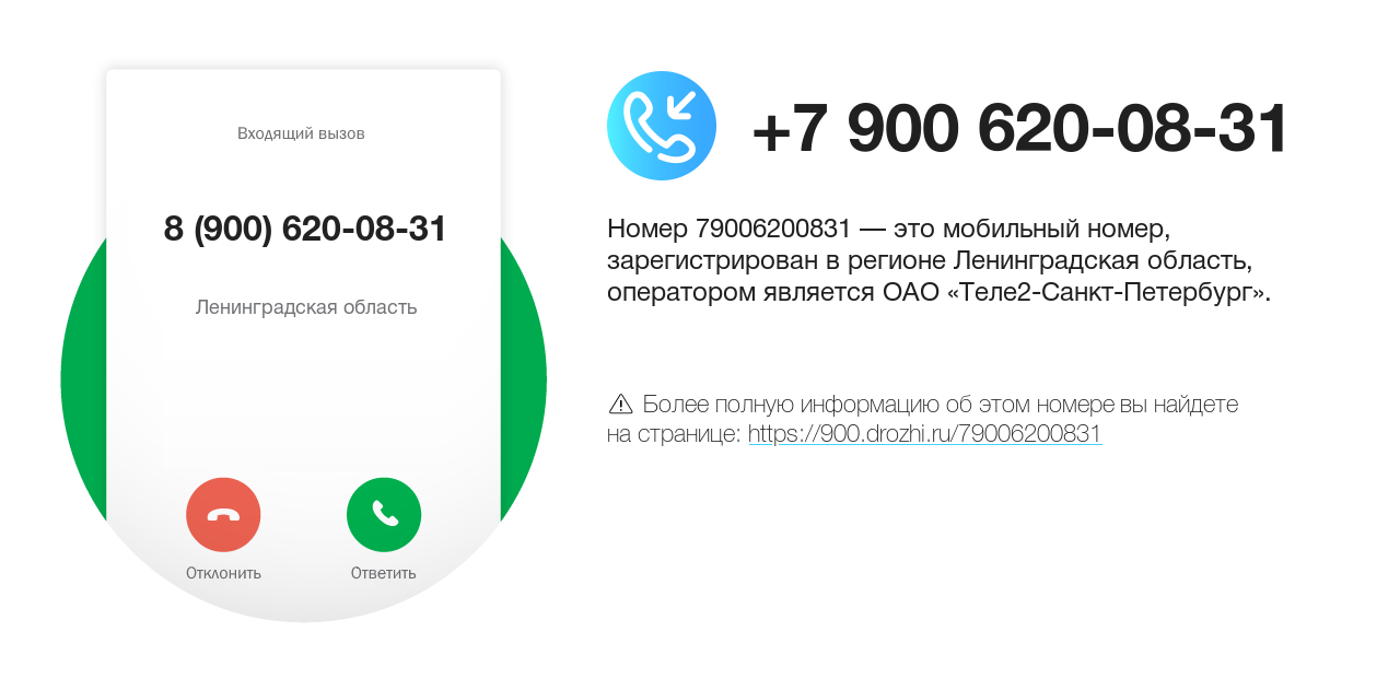 Номер телефона 8 (900) 620-08-31
