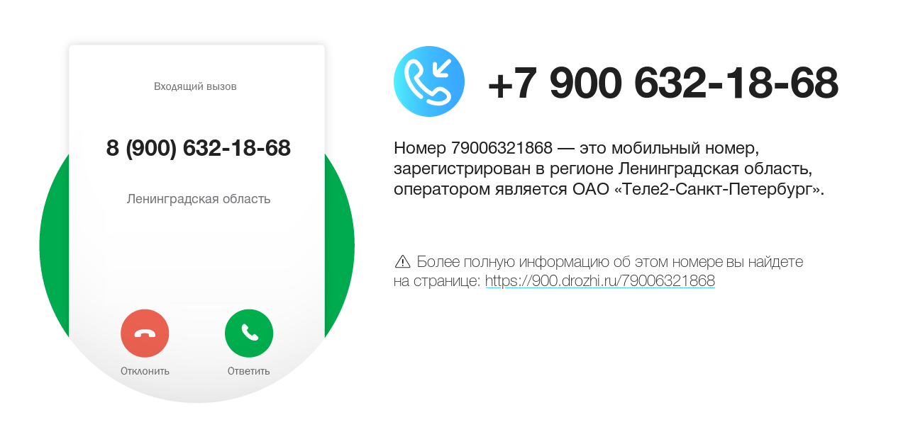 Номер телефона 8 (900) 632-18-68
