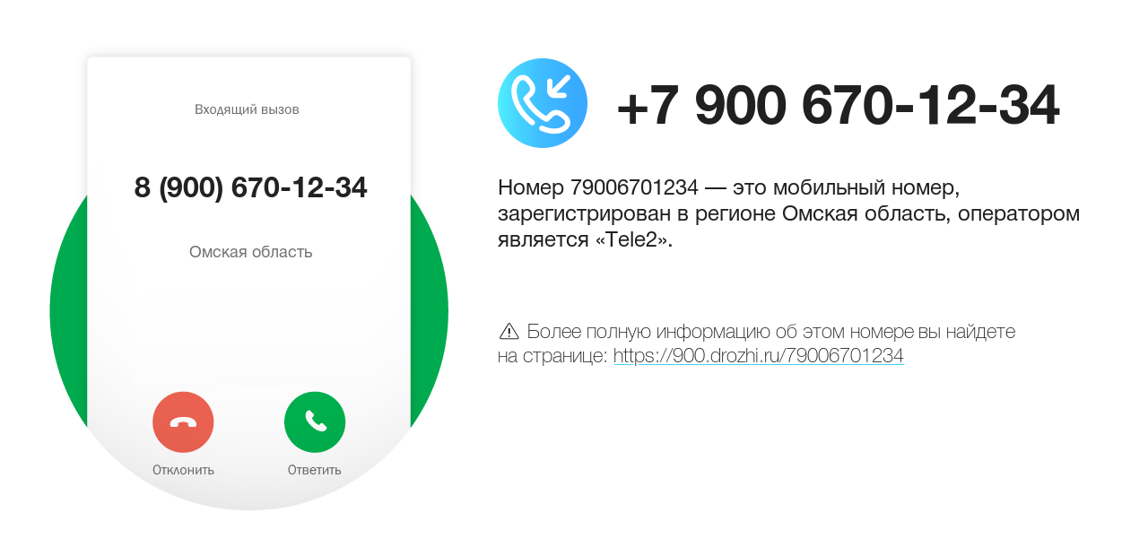 Номер телефона 8 (900) 670-12-34