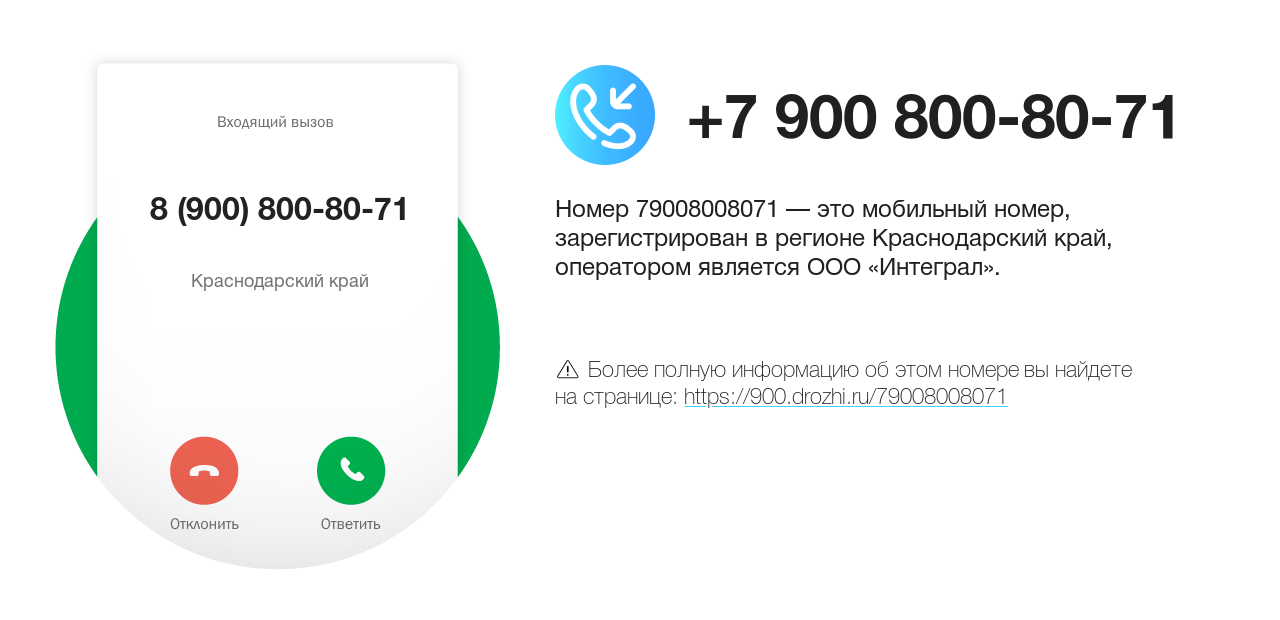 Номер телефона 8 (900) 800-80-71