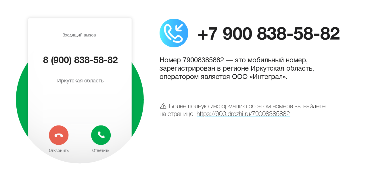 Номер телефона 8 (900) 838-58-82