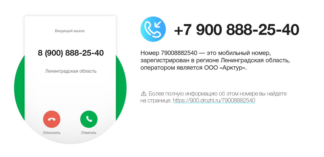 Номер телефона 8 (900) 888-25-40