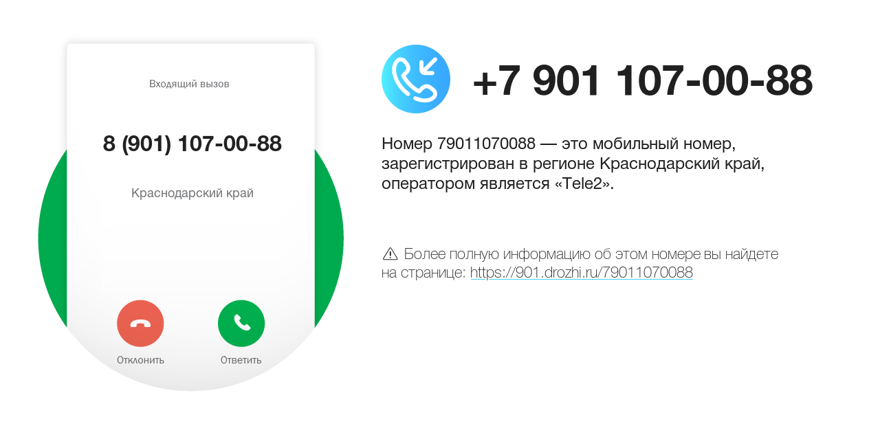 Номер телефона 8 (901) 107-00-88