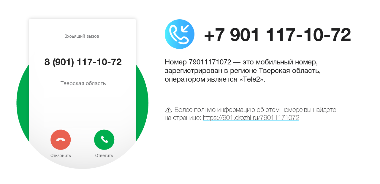 Номер телефона 8 (901) 117-10-72