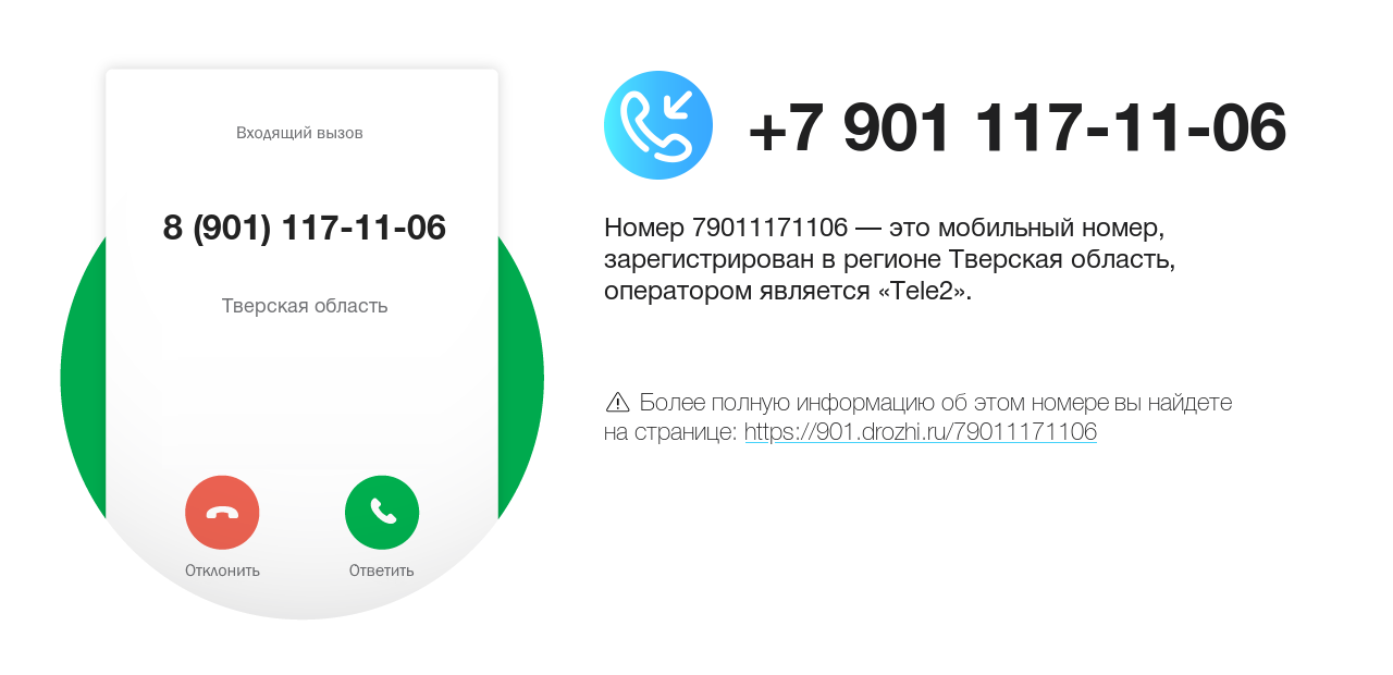 Номер телефона 8 (901) 117-11-06