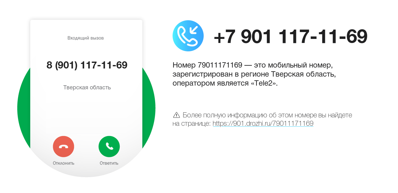 Номер телефона 8 (901) 117-11-69