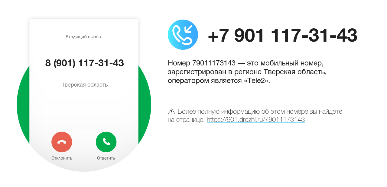 Номер телефона 8 (901) 117-31-43