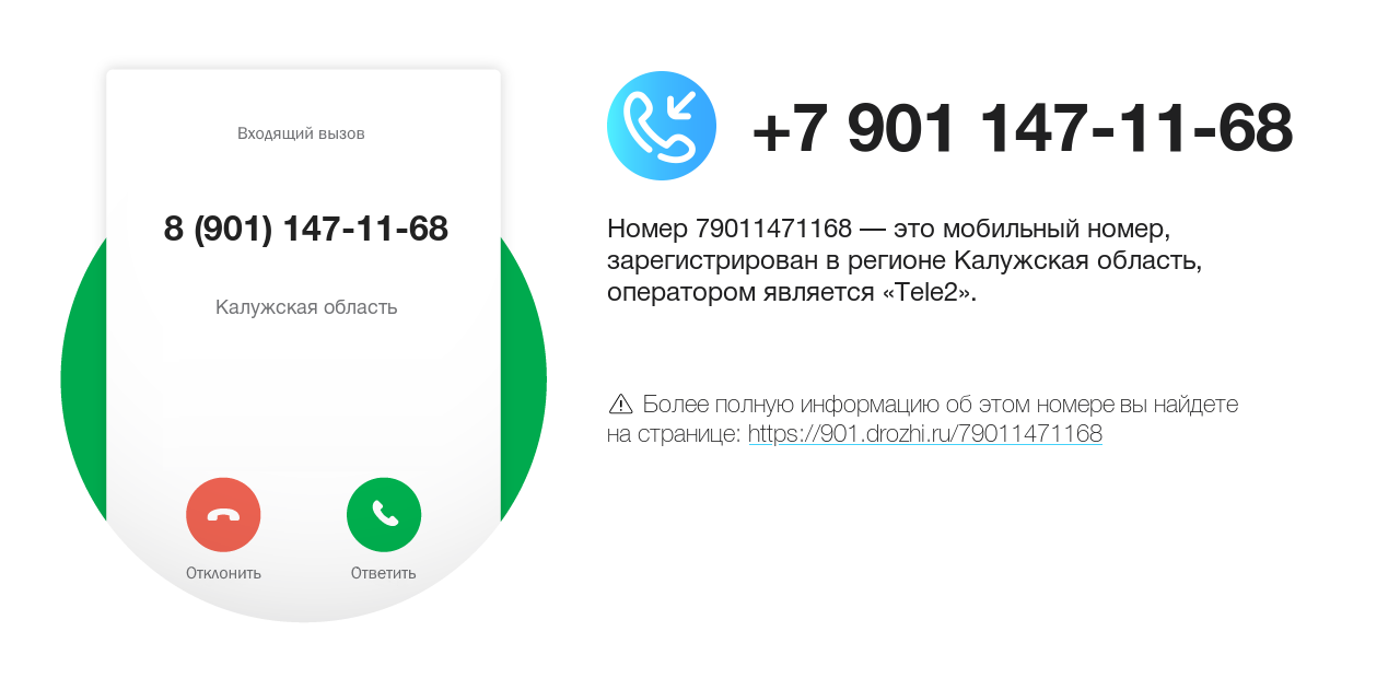 Номер телефона 8 (901) 147-11-68