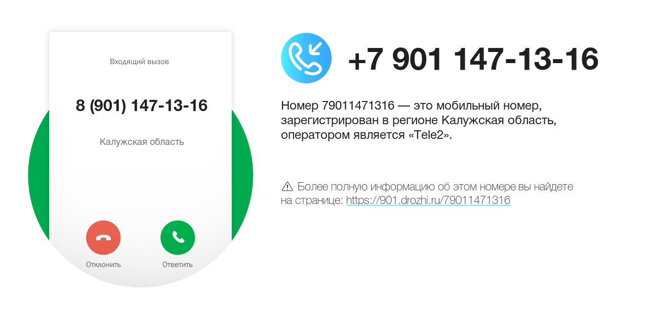 Номер телефона 8 (901) 147-13-16