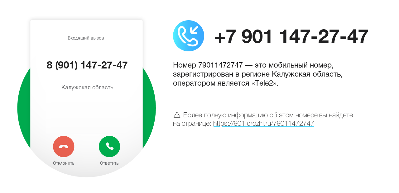 Номер телефона 8 (901) 147-27-47