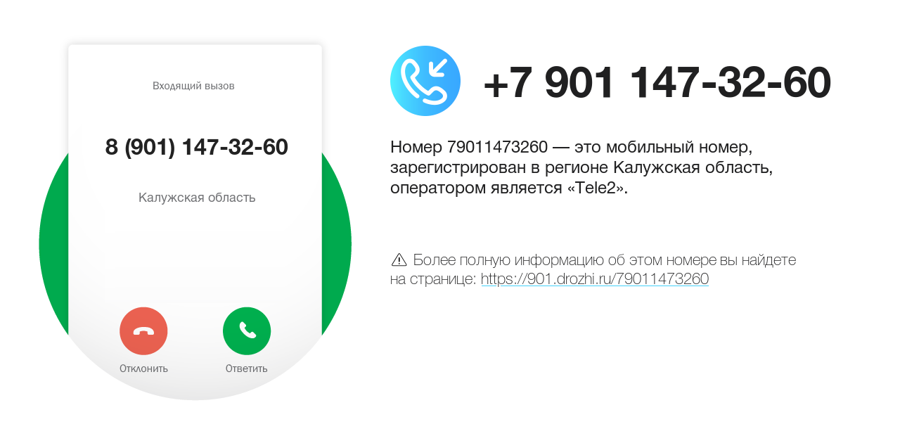 Номер телефона 8 (901) 147-32-60