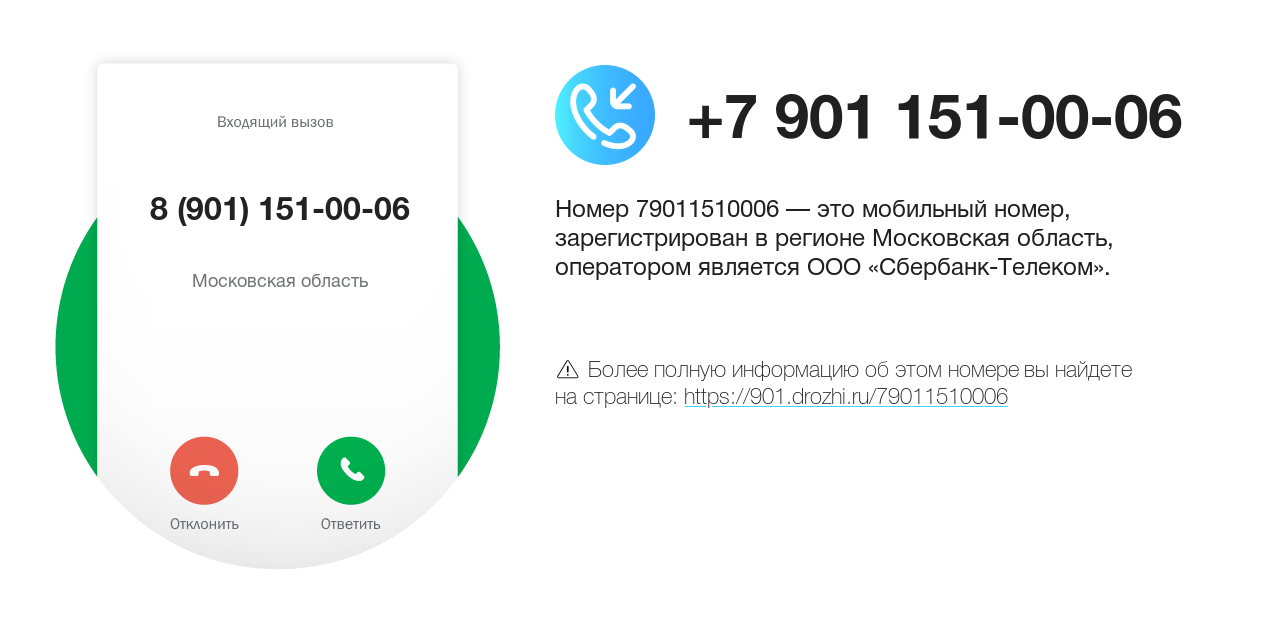 Номер телефона 8 (901) 151-00-06