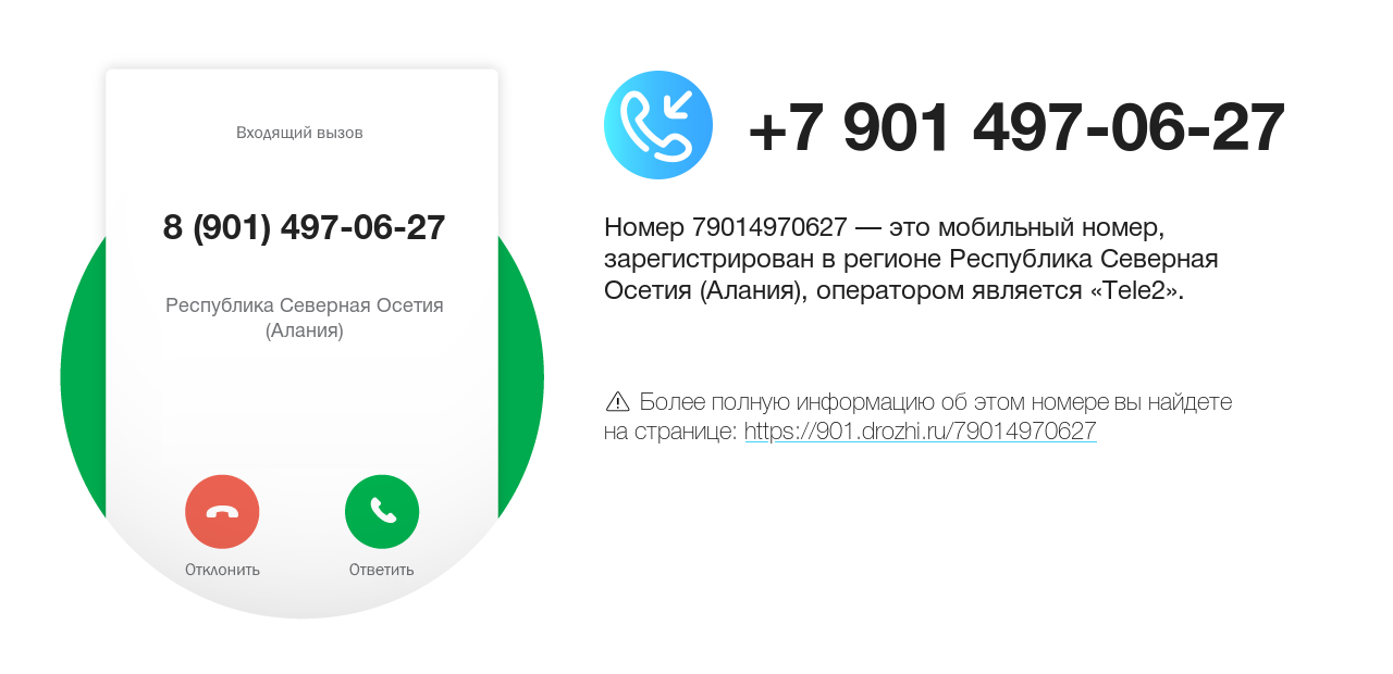 Номер телефона 8 (901) 497-06-27