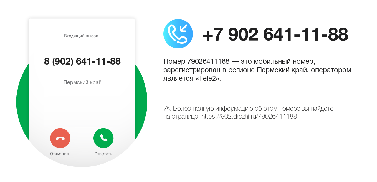 Номер телефона 8 (902) 641-11-88