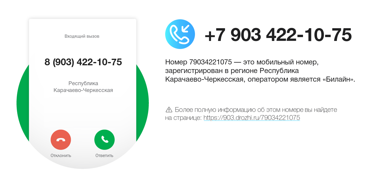 Номер телефона 8 (903) 422-10-75