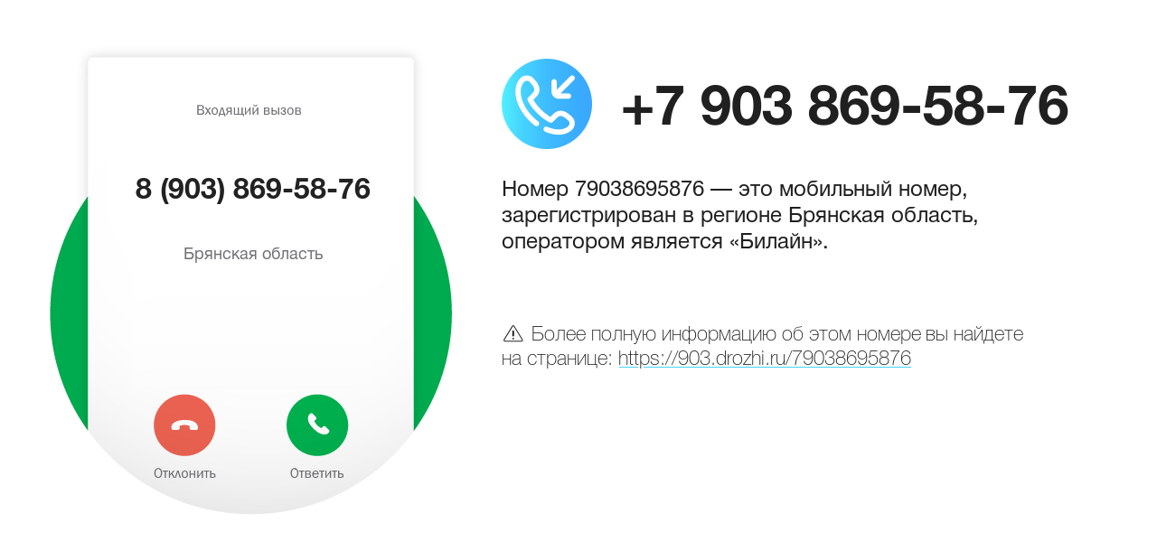 Номер телефона 8 (903) 869-58-76