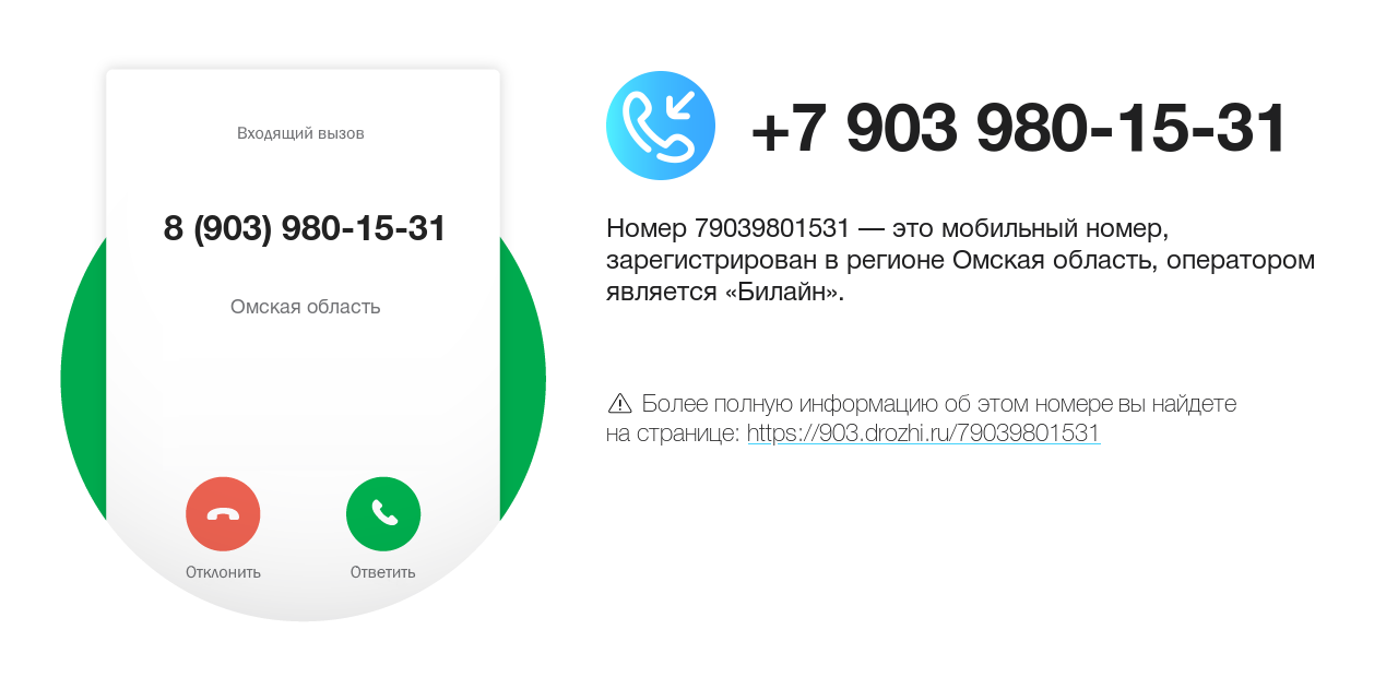 Номер телефона 8 (903) 980-15-31