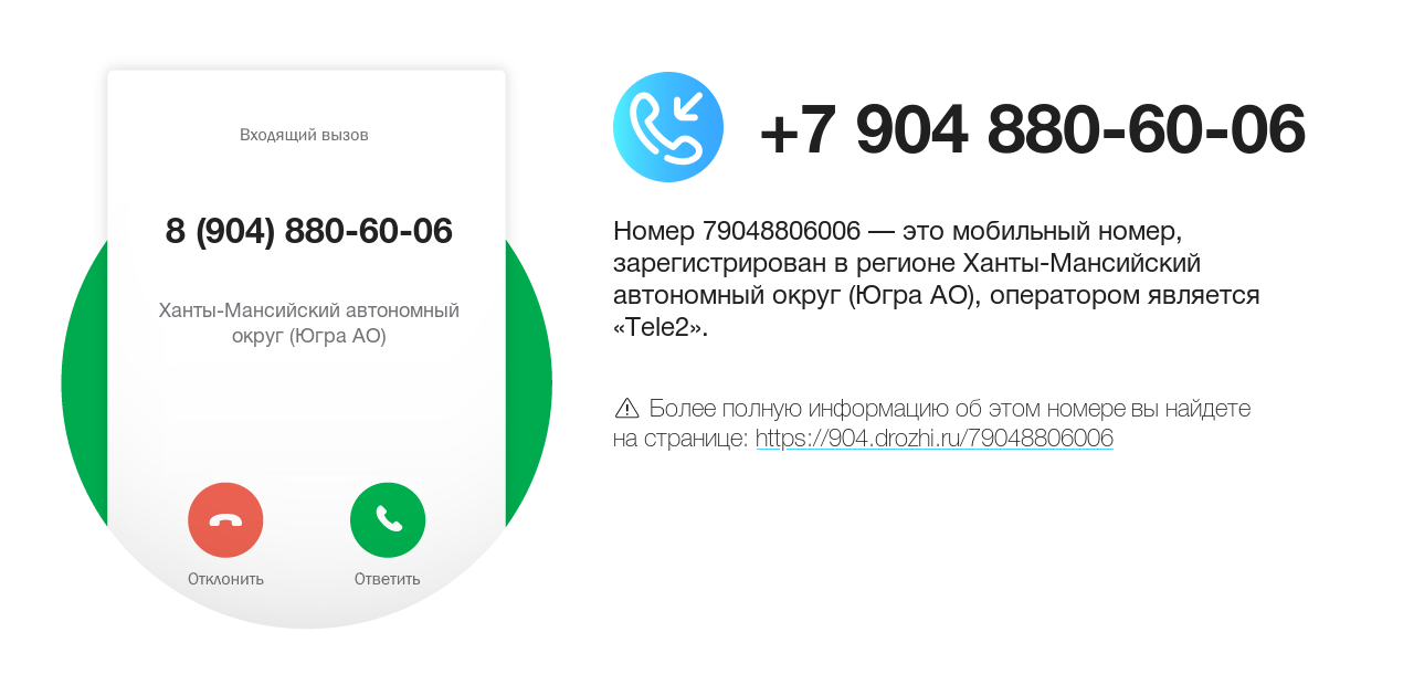 Номер телефона 8 (904) 880-60-06