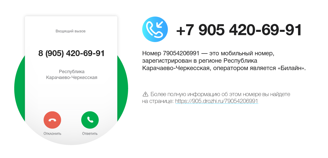 Номер телефона 8 (905) 420-69-91